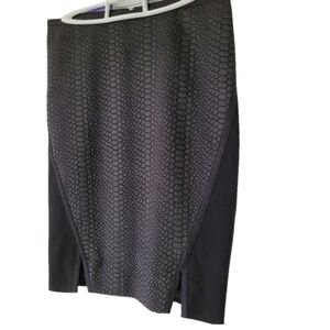 Ted Baker London size 2 midi Pencil skirt snake embossed vegan leather Black